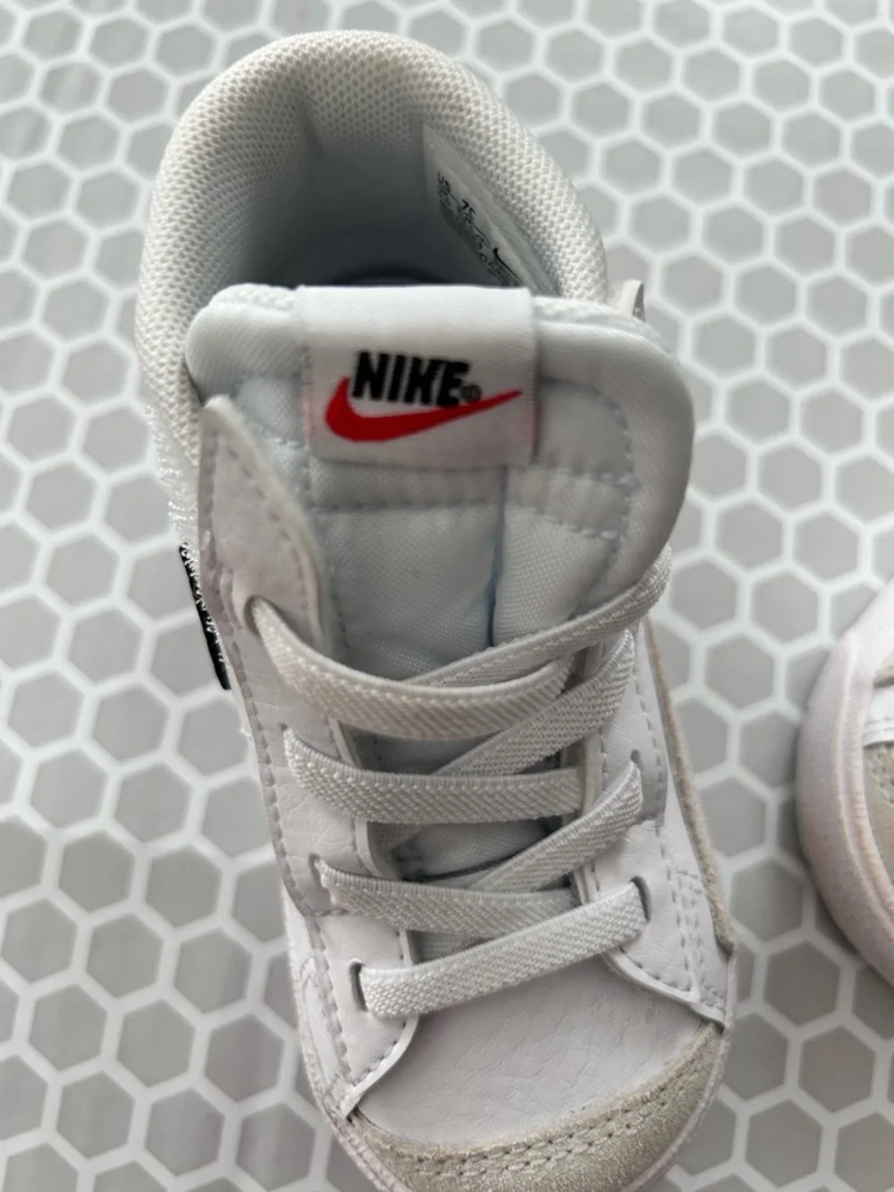 Nike Kids White and Black High-Top Sneakers. Size 7C